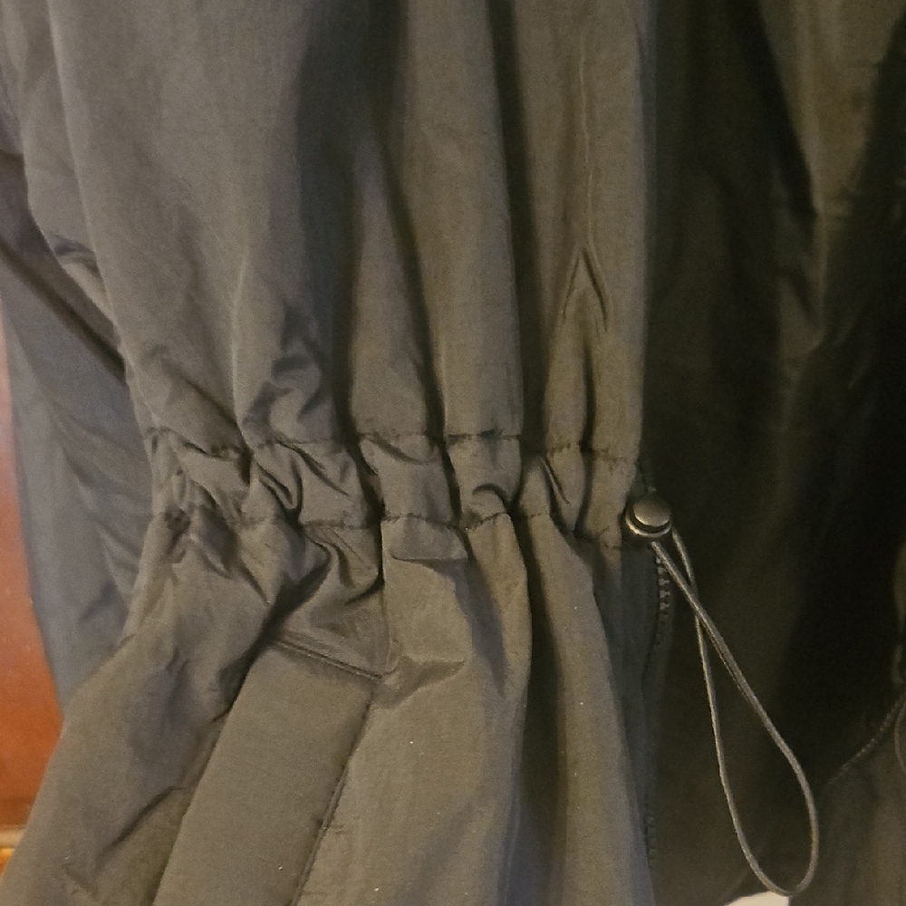 Old Navy Black Puffer Jacket High Collar Cinched Waist - Picture 3 of 6